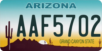 AZ license plate AAF5702