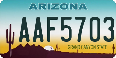 AZ license plate AAF5703