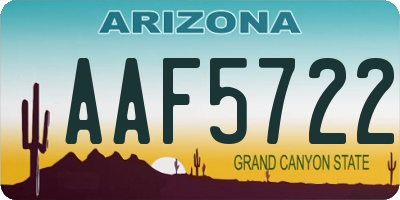 AZ license plate AAF5722