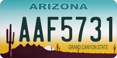 AZ license plate AAF5731