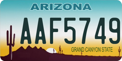 AZ license plate AAF5749