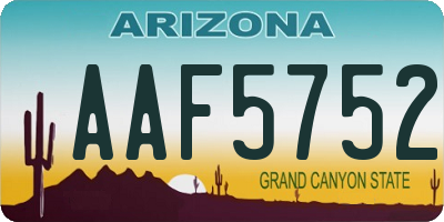 AZ license plate AAF5752