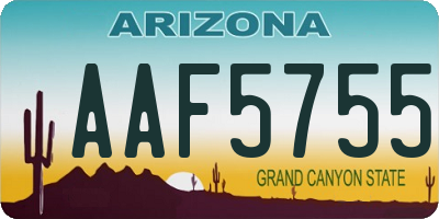 AZ license plate AAF5755