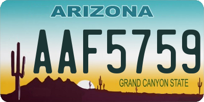 AZ license plate AAF5759