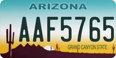 AZ license plate AAF5765