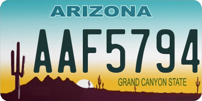 AZ license plate AAF5794