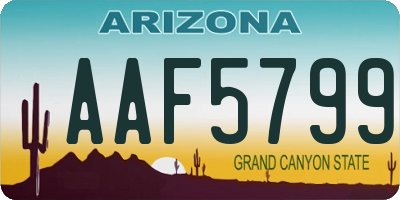 AZ license plate AAF5799