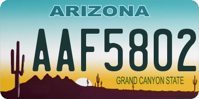 AZ license plate AAF5802