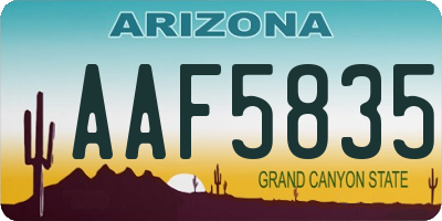 AZ license plate AAF5835