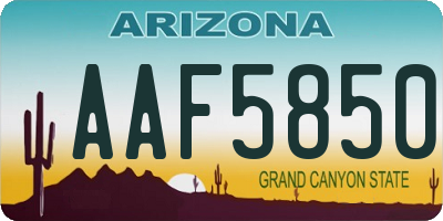 AZ license plate AAF5850