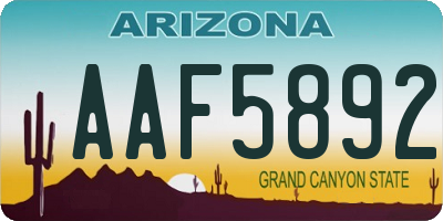 AZ license plate AAF5892