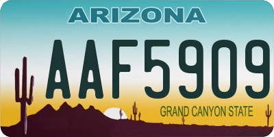 AZ license plate AAF5909