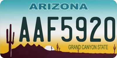 AZ license plate AAF5920