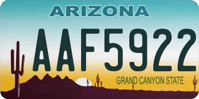 AZ license plate AAF5922