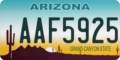 AZ license plate AAF5925
