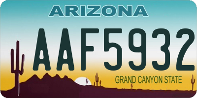 AZ license plate AAF5932