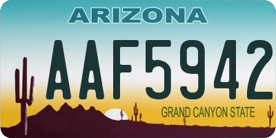 AZ license plate AAF5942