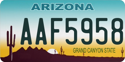 AZ license plate AAF5958