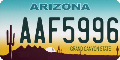 AZ license plate AAF5996