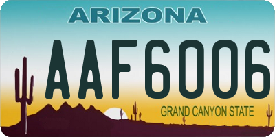AZ license plate AAF6006