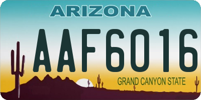 AZ license plate AAF6016