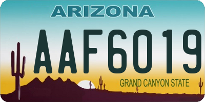 AZ license plate AAF6019