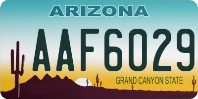 AZ license plate AAF6029