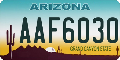 AZ license plate AAF6030