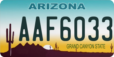 AZ license plate AAF6033