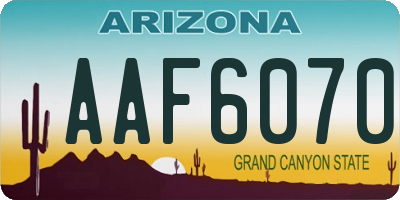 AZ license plate AAF6070