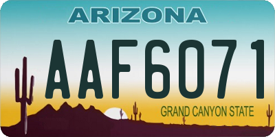 AZ license plate AAF6071