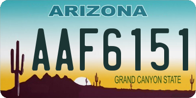 AZ license plate AAF6151
