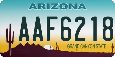 AZ license plate AAF6218