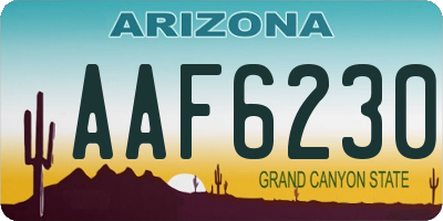 AZ license plate AAF6230