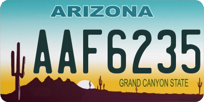 AZ license plate AAF6235