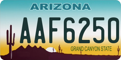 AZ license plate AAF6250