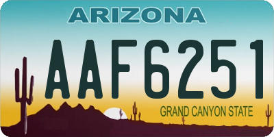 AZ license plate AAF6251