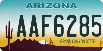 AZ license plate AAF6285