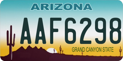 AZ license plate AAF6298