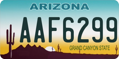 AZ license plate AAF6299