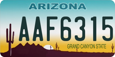 AZ license plate AAF6315