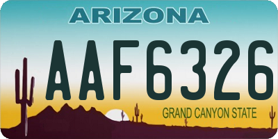 AZ license plate AAF6326