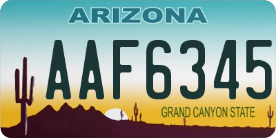 AZ license plate AAF6345