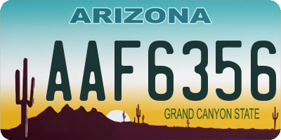 AZ license plate AAF6356