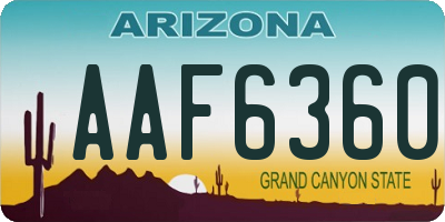 AZ license plate AAF6360