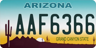 AZ license plate AAF6366
