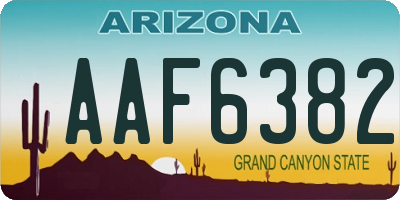 AZ license plate AAF6382