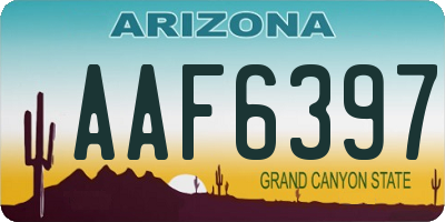 AZ license plate AAF6397