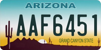 AZ license plate AAF6451