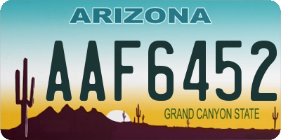 AZ license plate AAF6452